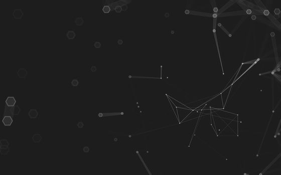 Abstract polygonal space low poly dark background with connecting dots and lines. Connection structure. 3d rendering