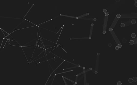 Abstract polygonal space low poly dark background with connecting dots and lines. Connection structure. 3d rendering