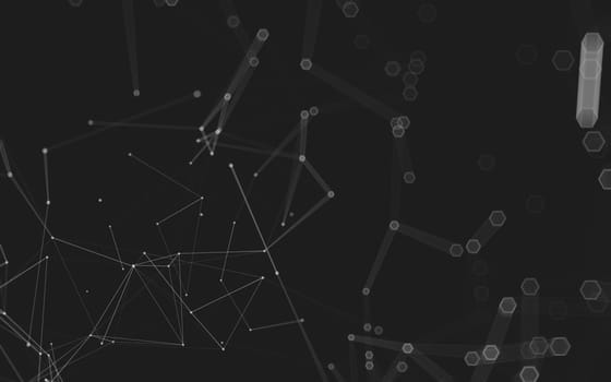 Abstract polygonal space low poly dark background with connecting dots and lines. Connection structure. 3d rendering