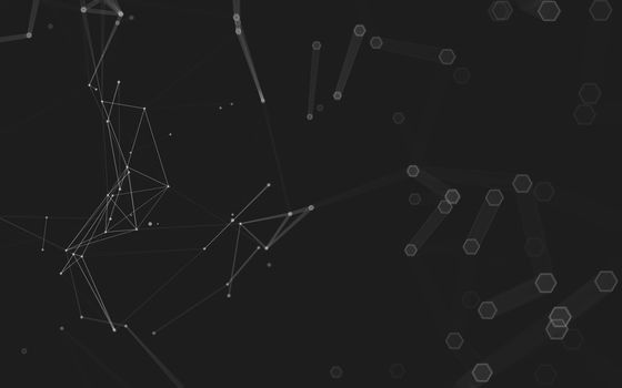 Abstract polygonal space low poly dark background with connecting dots and lines. Connection structure. 3d rendering