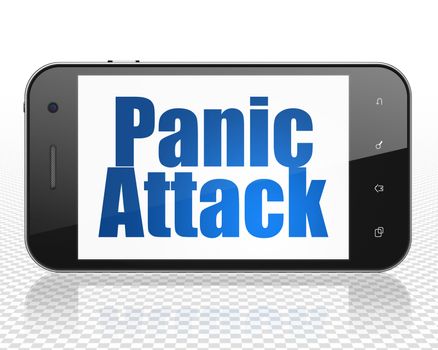 Healthcare concept: Smartphone with blue text Panic Attack on display, 3D rendering