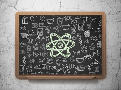 Science concept: Chalk Green Molecule icon on School board background with  Hand Drawn Science Icons, 3D Rendering