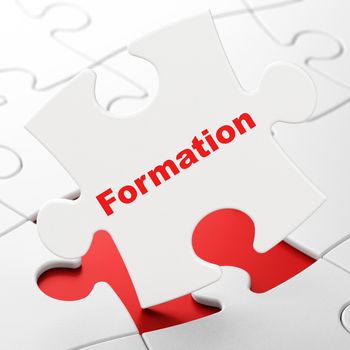 Learning concept: Formation on White puzzle pieces background, 3D rendering