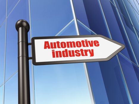 Manufacuring concept: sign Automotive Industry on Building background, 3D rendering