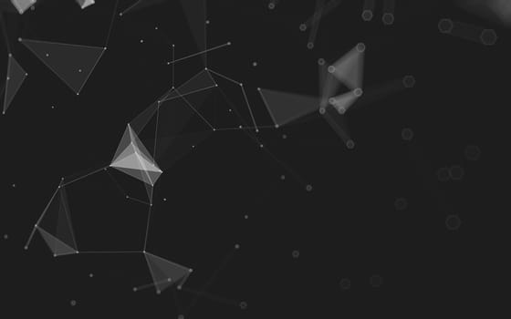 Abstract polygonal space low poly dark background with connecting dots and lines. Connection structure. 3d rendering