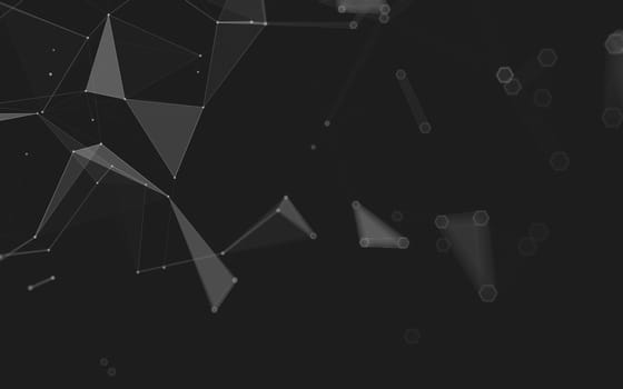 Abstract polygonal space low poly dark background with connecting dots and lines. Connection structure. 3d rendering