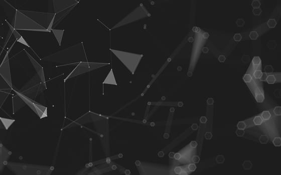 Abstract polygonal space low poly dark background with connecting dots and lines. Connection structure. 3d rendering