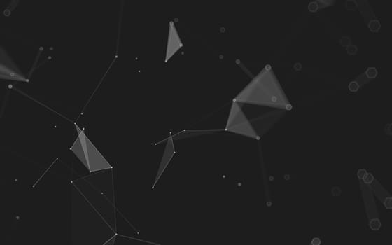 Abstract polygonal space low poly dark background with connecting dots and lines. Connection structure. 3d rendering