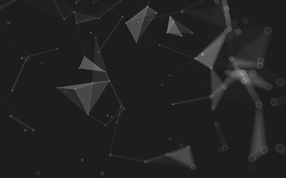 Abstract polygonal space low poly dark background with connecting dots and lines. Connection structure. 3d rendering