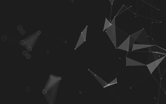 Abstract polygonal space low poly dark background with connecting dots and lines. Connection structure. 3d rendering