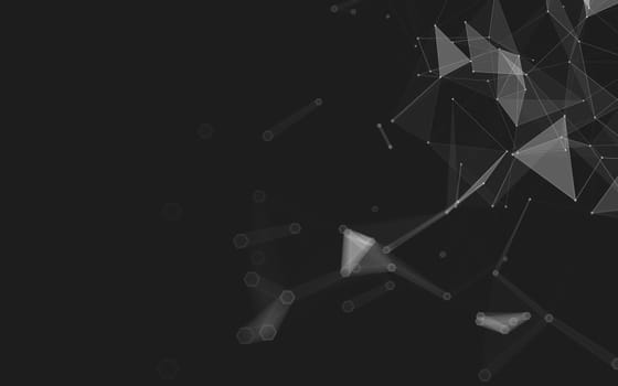 Abstract polygonal space low poly dark background with connecting dots and lines. Connection structure. 3d rendering