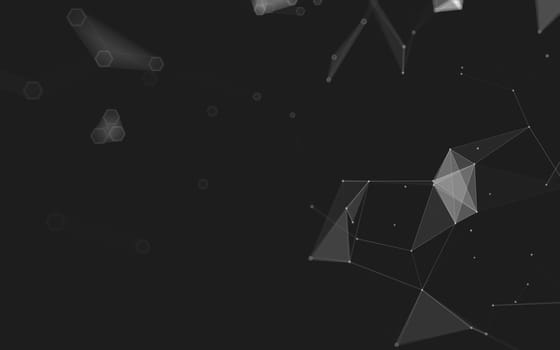 Abstract polygonal space low poly dark background with connecting dots and lines. Connection structure. 3d rendering