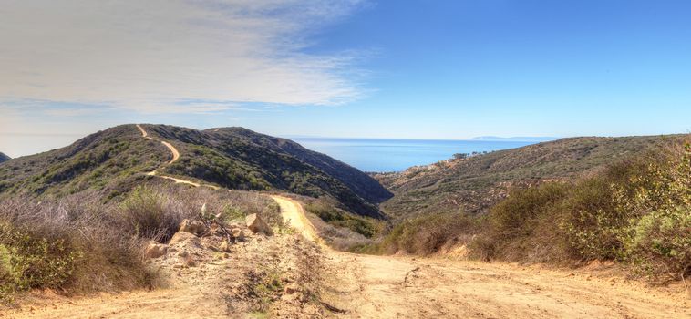Hiking trail that overlooks the Laguna Beach coastline in the Laguna Wilderness in California, United States