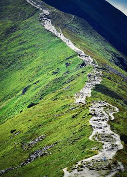 lanscape background steep mountain trail up