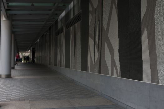 Covered corridor in Singapore build. Heritage architecture