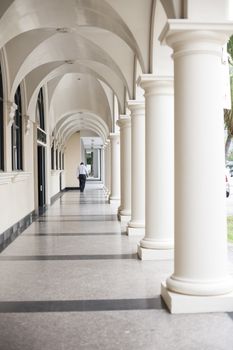 Covered corridor in Singapore build. Heritage architecture