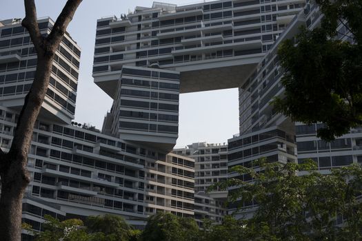 Modern architecture, Singapore terraces with green plants in city