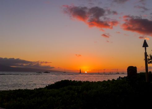 The sunset on Maui in Hawaii