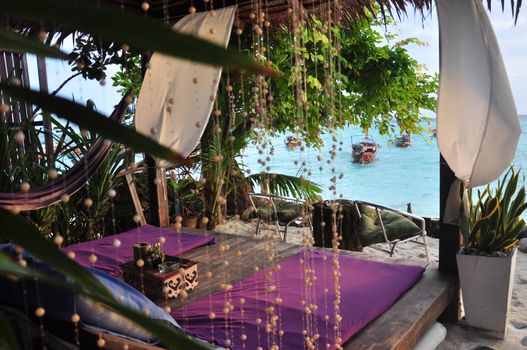 Seaview from bed near the beach at koh lipeh in Trang Thailand