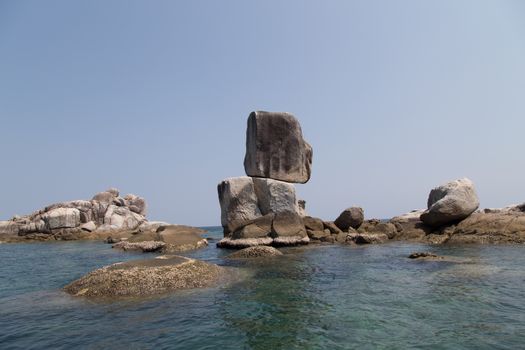 overlap pile up Stone at Hin-Son Island near lipe island of Andaman Sea in Satun of Thailand