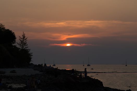 Beautiful sunset at Koh Lipe Island of Andaman sea in Satun, Thailand