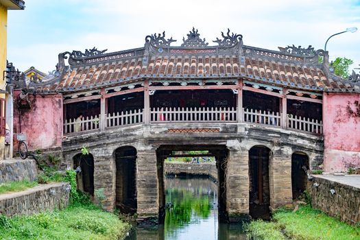 Japanese pagoda (or Bridge pagoda) in Hoi An ancient town at January 23, 2015 in Hoian, Vietnam. Hoian is recognized as a World Heritage Site by UNESCO