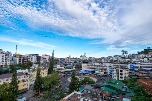 Dalat center market in sunshine. DALAT, VIETNAM