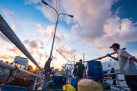 Early morning on harbor. NAM DU island