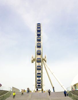 Chicago, IL, USA, october 28, 2016: Chicago Ferris Wheel Ride at Navy Pier Chicago IL USA