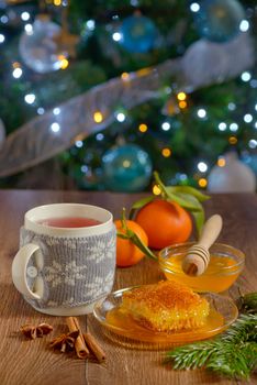 festive winter tea with cinnamon and honey