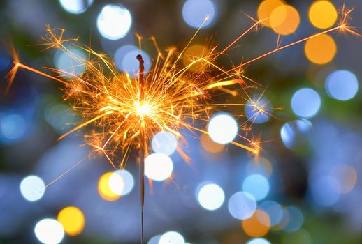 Bright festive Christmas sparkler and lights