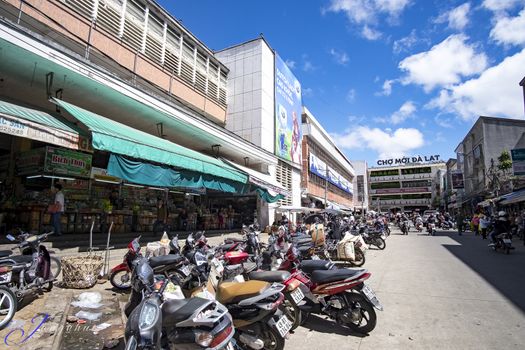 Dalat center market in sunshine. DALAT, VIETNAM