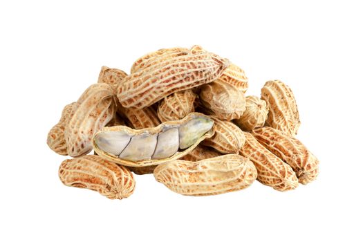 Boiled peanuts pile isolated On White objects with clipping paths