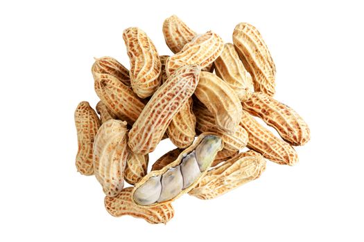 Boiled peanuts pile isolated On White objects with clipping paths

