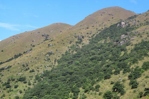 mountains and the dark blue sky