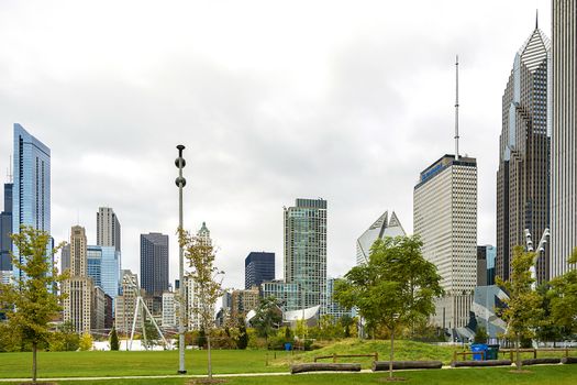Chicago, IL, USA, october 28 2016 Millennium park chicago amphitheatre panorama