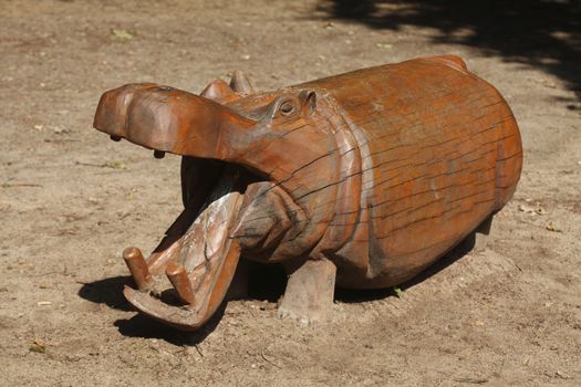 Wooden Skulpture of a Rhino on a Playground, Germany, Europe