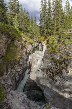 Waterfall in Maligne Canyon - Jasper National Park, Alberta, Canada