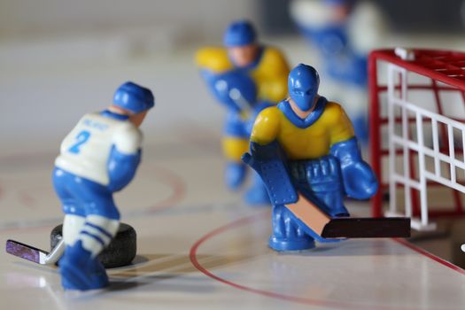 ice hockey table game macro shot