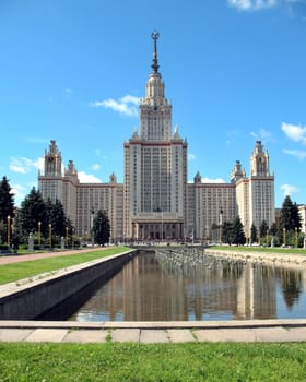 Moscow State University in the city of Moscow, Russia. Public building, educational institution.