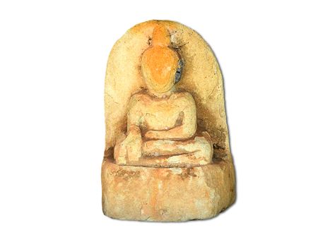 Close up of Buddha stone in white background.