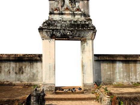 Door thai style art of buddha temple.