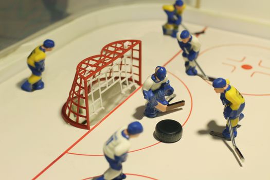 ice hockey table game macro shot