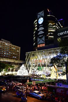 BANGKOK - DECEMBER 24 : Christmas decorated  light for Merry Christmas & Happy New Year 2017 at CentralWorld shopping mall on December 24, 2016 in Bangkok, Thailand.