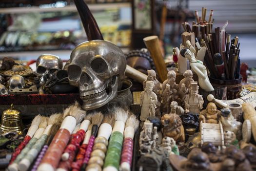 Chinese souvenirs. Skeleton in a souvenir shop
