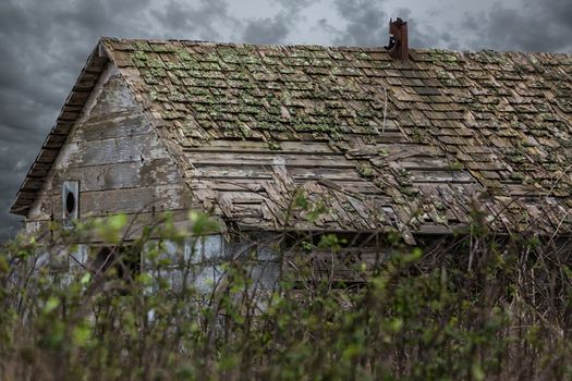 An Old Barn Under Stormy Skies, Color Image, Day