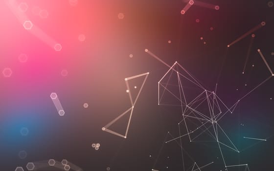 Abstract polygonal space low poly dark background with connecting dots and lines. Connection structure. 3d rendering