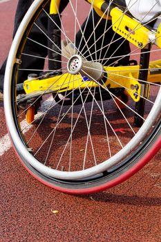 Detail image of wheelchair race on track,wheelchair race