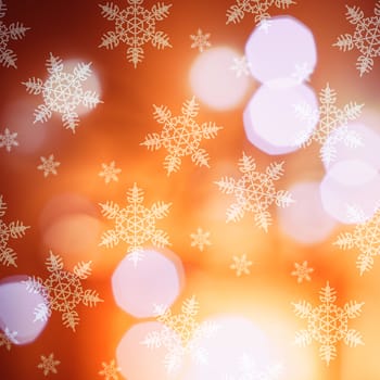 Bokeh lights. Christmas background with beautiful snowflakes.