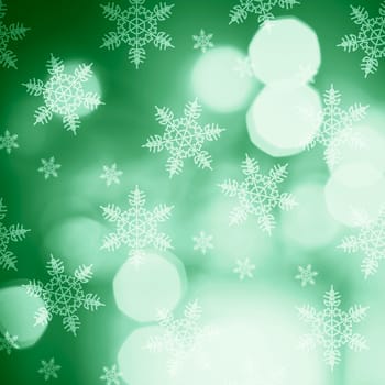 Bokeh lights. Christmas background with beautiful snowflakes.